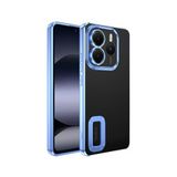 Coverzone Xiaomi Redmi Note 14 5G ile uyumlu Kılıf Kamera Korumalı Logo Gösteren Parlak renk kenar çizgileri ile şık bir tasarım Colored Z-Omega Kapak Sierra Mavi