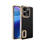 Coverzone Xiaomi Redmi Note 14 ile uyumlu 4G Kılıf Kamera Korumalı Logo Gösteren Parlak renk kenar çizgileri ile şık bir tasarım Colored Z-Omega Kapak Gold