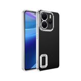 Coverzone Xiaomi Redmi Note 14 ile uyumlu 4G Kılıf Kamera Korumalı Logo Gösteren Parlak renk kenar çizgileri ile şık bir tasarım Colored Z-Omega Kapak Gümüş