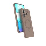 Coverzone Xiaomi Redmi Note 14 ile uyumlu Kılıf MagSafe ile uyumlu Z-Samara Kapak Wireless Şarj Özellikli Stand Olabilen Redmi Note 14 kilif Çöl Titanyumu