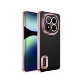 Coverzone Xiaomi Redmi Note 14 Pro 4G ile uyumlu Kılıf Kamera Korumalı Logo Gösteren Parlak renk kenar çizgileri ile şık bir tasarım Colored Z-Omega Kapak Rosegold