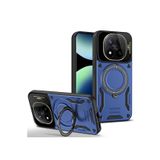 Coverzone Xiaomi Redmi Note 14 Pro 5G ile uyumlu Kılıf Joy Joy Stand Olabilen Lens Korumalı 360° Derece Dönen Halak Yüzük Aparatlı Kapak Lacivert