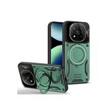Coverzone Xiaomi Redmi Note 14 Pro Plus ile uyumlu Kılıf Joy Joy Stand Olabilen Lens Korumalı 360° Derece Dönen Halak Yüzük Aparatlı Kapak Koyu Yeşil