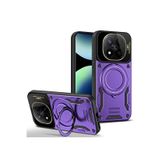 Coverzone Xiaomi Redmi Note 14 Pro Plus ile uyumlu Kılıf Joy Joy Stand Olabilen Lens Korumalı 360° Derece Dönen Halak Yüzük Aparatlı Kapak Mor