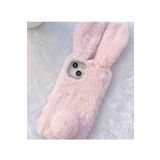 Coverzone Xiaomi Redmi Note 9 Uyumlu Kılıf Peluş Tüylü Tavşan Kulak Silikon Tpu Kapak Açık Pembe