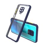 Coverzone Xiaomi Redmi Note 9S İle Uyumlu Kılıf Lastik Desen Kenar Kamera Korumalı Arkası Şeffaf Halx Lacivert