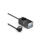 Coverzone Yesi-do MC35 2500W 1.5m Uzatma Kablosu, 2x18W USB & 2x20W Type-C ve USB Çıkışlı Siyah Priz Uzatıcı (40W)