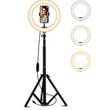 coverzone Youtuber LED Işıklı Halka 13 inch Selfie Yayıncı Makyaj Işığı 210 cm Tripod