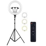 Coverzone Youtuber Selfie LED Işıklı HQ-18 Halka 18 inch Selfie/Yayıncı/Makyaj Işığı 210 cm Tripod 3 Telefon Tutuculu Kumandalı 3 Farklı Ayarlanabilir Işık Çift Usb Girişli