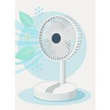 Coverzone Yüksekliği Ayarlanabilir 31cm - 37 cm Taşınabilir Masaüstü Mini USB Fan Şarj Edilebilir Telefon Tutuculu 3 Kademeli Vantilatör Soğutucu Mini Fan (FS-21 - Beyaz)