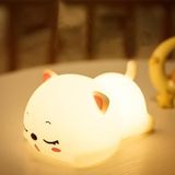 Coverzone Yumuşak Silikon Kedi Mini Gece Lambası Dekoratif Işık Derecesi Ayarlanabilir Yatak Odası Lambası Kitty Kitap Okuma Lambası Çocuk Odası 8cm x 9cm (Uyuyan Kedi - ZH-168)