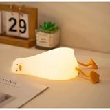 Coverzone Yumuşak Silikon Ördek Mini Gece Lambası Dekoratif Işık Derecesi Ayarlanabilir Yatak Odası Lambası Bal Kabağı Kitap Okuma Lambası Çocuk Odası (Uyuyan Ördek - K-1096)