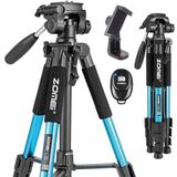 coverzone Zomei Q111 Kamera Tripodu Cep Telefonu Tutuculu + Uzaktan Kumanda, Alüminyum Alaşım Hafif Kamera Ayaklı Tripod 3 Yönlü Döner Başlık Hızlı Değiştirme Plakası ve Çanta 47 – 140 cm Mavi Renk
