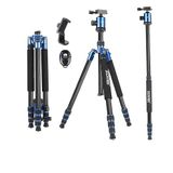 Coverzone ZOMEI Z818C Profesyonel Taşınabilir Karbon Fiber Dijital Kamera ve Kamera Tripod Monopod Standı, Tüm Canon Sony Nikon Samsung Panasonic Olympus Kodak Fuji Gold için Top Başlıklı (Mavi)
