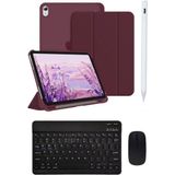 Covpor Apple iPad 11. Nesil A16 ve 10.nesil 10.9 Uyumlu Flip Kılıf Mürdüm+Bluetoothlu Klavye Mouse+Kalem