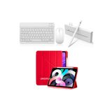 Covpor Apple Ipad Air 13inç M2/m3 Kalem Şarj Bölmeli Origami Kılıf KIRMIZI+Klavye Mouse+Kalem