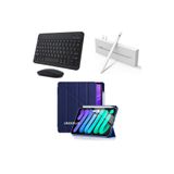 Covpor Apple Ipad Air 13inç M2/m3 Kalem Şarj Bölmeli Origami Kılıf Lacivert+Klavye Mouse+Kalem