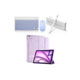 Covpor Apple Ipad Air 13inç M2/m3 Kalem Şarj Bölmeli Origami Kılıf LİLA+Klavye Mouse+Kalem