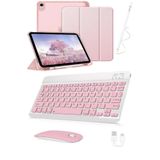 Covpor Apple İpad Pro 11 1/2/3/4. Nesil Uyumlu Flip Kılıf Rose + Bluetoothlu Klavye Mouse + Kalem