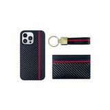 Covpor Kılıf Anahtarlık Kartvizit/cüzdan Pu Deri Karbon Dizayn Hazel Set Siyah Iphone 14 Pro Max ile uyumlu