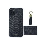 Covpor Kılıf Anahtarlık Kartvizit/cüzdan Pu Deri Snake Dizayn Jerome Set Siyah Iphone 13 Pro ile uyumlu