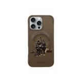 Covpor Kılıf İşlemeli Logo Dizayn Magsafe Virgil Kapak Gold iPhone 16 Pro Max ile uyumlu