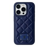 Covpor Kılıf Ogden Baklava Desenli Dikişli Pu Deri Kapak Lacivert Iphone 15 Pro Max ile uyumlu