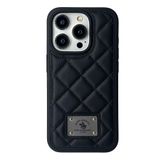 Covpor Kılıf Ogden Baklava Desenli Dikişli Pu Deri Kapak Siyah Iphone 15 Pro Max ile uyumlu