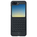 Covpor Kılıf Pu Deri Business Kare Desen Ravel Kapak Siyah Samsung Galaxy Z Flip 5 ile uyumlu