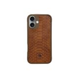 Covpor Kılıf Pu Deri Timsah Tasarım Business Knight Kapak Kahverengi iPhone 16 Plus ile uyumlu
