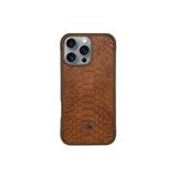 Covpor Kılıf Pu Deri Timsah Tasarım Business Knight Kapak Kahverengi iPhone 16 Pro Max ile uyumlu