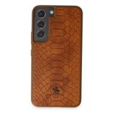 Covpor Kılıf Pu Deri Timsah Tasarım Business Knight Kapak Kahverengi Samsung Galaxy S22 ile uyumlu