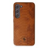 Covpor Kılıf Pu Deri Timsah Tasarım Business Knight Kapak Kahverengi Samsung Galaxy S23 Plus ile uyumlu