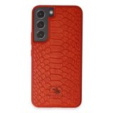 Covpor Kılıf Pu Deri Timsah Tasarım Business Knight Kapak Kırmızı Samsung Galaxy S22 ile uyumlu