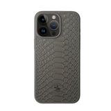 Covpor Kılıf Pu Deri Timsah Tasarım Business Knight Kapak Titan Gri Iphone 15 Pro ile uyumlu
