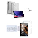 Covpor Samsung Galaxy Tab S10 FE Origami Kılıf+Klavye Mouse+S Pen Yedek Uç+Ekran Koruyucu Gri