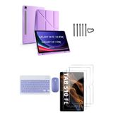 Covpor Samsung Galaxy Tab S10 FE Origami Kılıf+Klavye Mouse+S Pen Yedek Uç+Ekran Koruyucu Lila