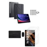 Covpor Samsung Galaxy Tab S10 FE Origami Kılıf+Klavye Mouse+S Pen Yedek Uç+Ekran Koruyucu Siyah