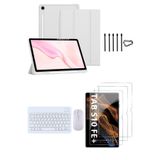 Covpor Samsung Galaxy Tab S10 FE+ Plus Flip Kılıf+Klavye Mouse+S Pen Yedek Uç+Ekran Koruyucu Gri