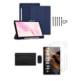 Covpor Samsung Galaxy Tab S10 FE+ Plus Flip Kılıf+Klavye Mouse+S Pen Yedek Uç+Ekran Koruyucu Laci