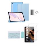 Covpor Samsung Galaxy Tab S10 FE+ Plus Flip Kılıf+Klavye Mouse+S Pen Yedek Uç+Ekran Koruyucu Mavi