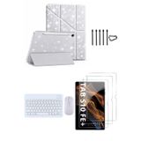 Covpor Samsung Galaxy Tab S10 FE+ Plus Simli Origami Kılıf+Klavye Mouse+S Pen Yedek Uç+Ekran Koruyucu