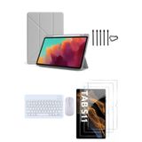 Covpor Samsung Galaxy Tab S11 Origami Kılıf+Klavye Mouse+S Pen Yedek Uç+Ekran Koruyucu Gri