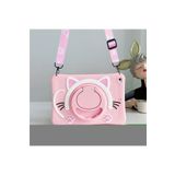 Covpor Standlı Askılı Karakterli Kedi Çocuk Kılıfı - Pembe Pembe iPad Air 1/2 ve iPad 5/6 Nesil 9.7 inç ile uyumlu