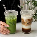 Coza Tea Escape 2 Adet Mika Kapaklı Pipetli Bardak ( Cam Değildir) Soğuk Matcha Kahve Meşrubat Bardağı - 0 - 499 ml