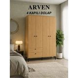 Cozibo Arven 4 Kapılı 2 Çekmeceli Dolap, Gardrop - meşe