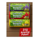 COZLEY 30 Adet Orta Boy Kokulu Büzgülü Çöp Poşetleri Lavanta Limon Çilek Kokulu Çöp Torbaları 55x60 CM