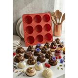 COZLEY 9'lu Yarım Küre Silikon Kalıp Muffin Kalıbı Çikolata ve Kek Kalıbı Silikon Yapışmaz Küre Pasta Kalıp