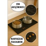 COZLEY Büyük Boy Silikon Evcil Hayvan Beslenme Matı Su Geçirmez Mama Matı Havuzlu Kaymaz Kedi Köpek Paspası