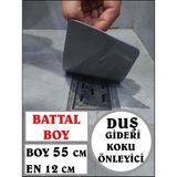 Cozley Kötü Koku Önleyici Uzun Duş Gideri Silikon Mat Duş Gideri Kapağı Tıpası Böcek Önleyici Kapak Koku Giderici Gri - 55 CM X 12 CM